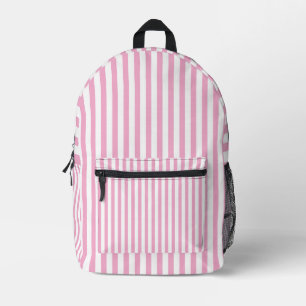 Pink White Vertical Stripe Pattern Design Printed Backpack