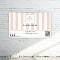 Pink White Vertical Stripes Bakery Logo Business