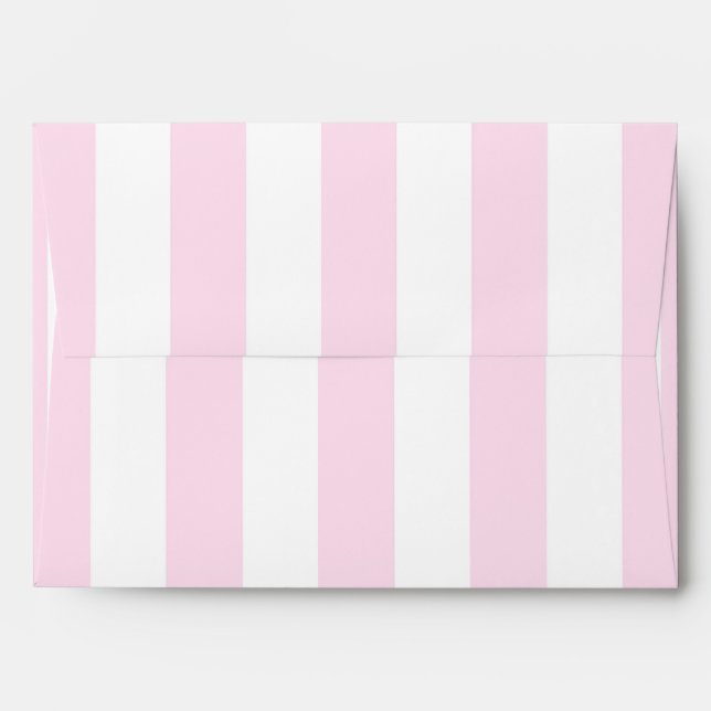 Pink & White Vertical Stripes Invitation Envelope (Back (Top Flap))