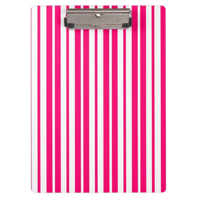 Pink White Vertical Stripes Pattern Design Clipboard (Front)