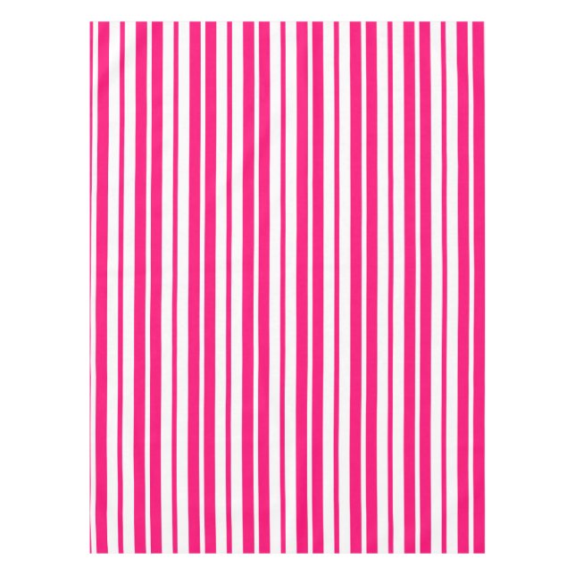 Pink White Vertical Stripes Pattern Design Tablecloth (Front)