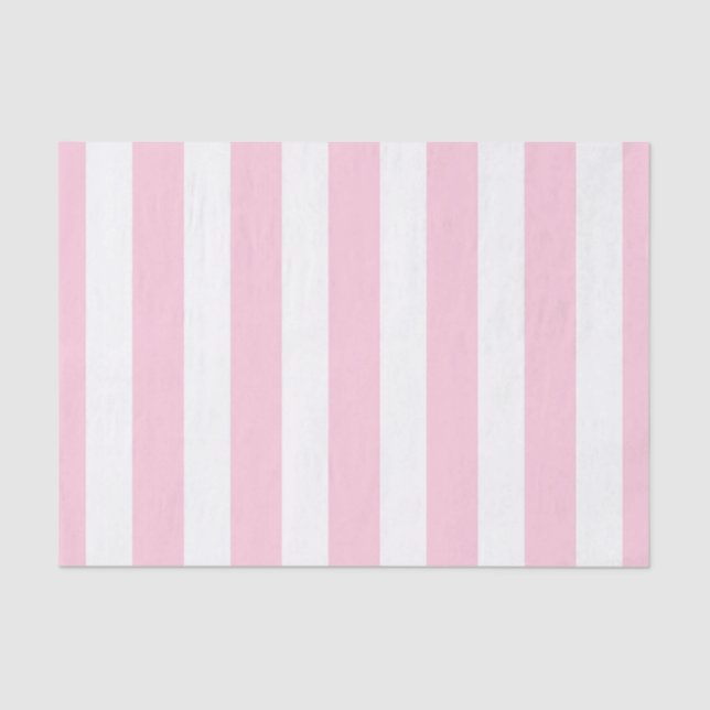 Pink & White Vertical Stripes Shabby Chic Stripe Tissue Paper (Front)