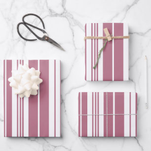 Pink White Vertical Stripes Wrapping Paper Sheet