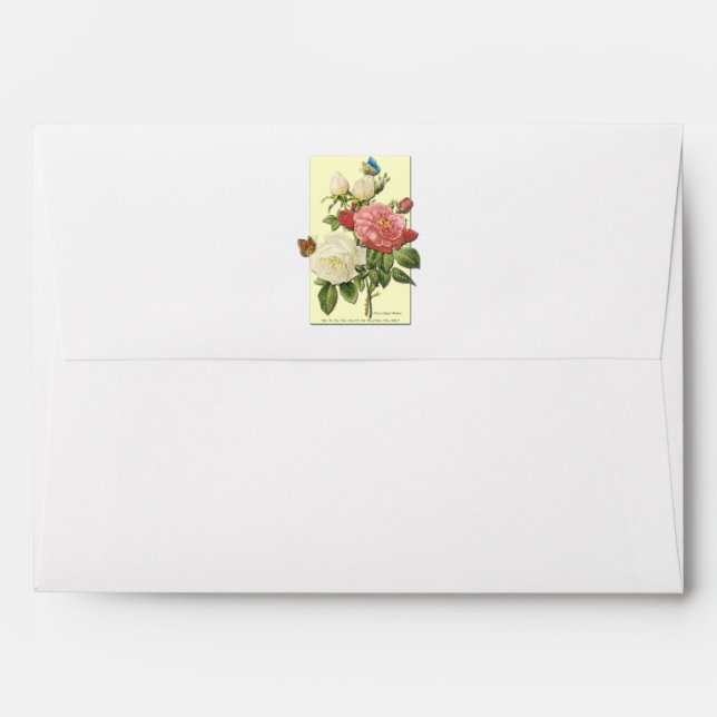 Pink White Vintage Botanical Roses Envelope (Back (Top Flap))