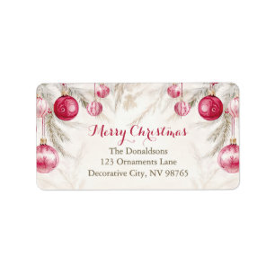Pink White Vintage Ornaments Christmas Label