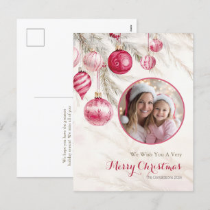 Pink White Vintage Ornaments Photo Postcard