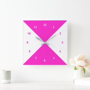 Pink White Wall Clock with Custom Colours and Font