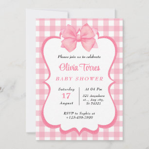 Pink White Watercolor  Baby Shower Invitation