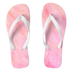 Pink White Watercolor Flip Flops