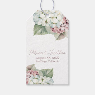 Pink & White Watercolor Hydrangea Flowers Gift Tags