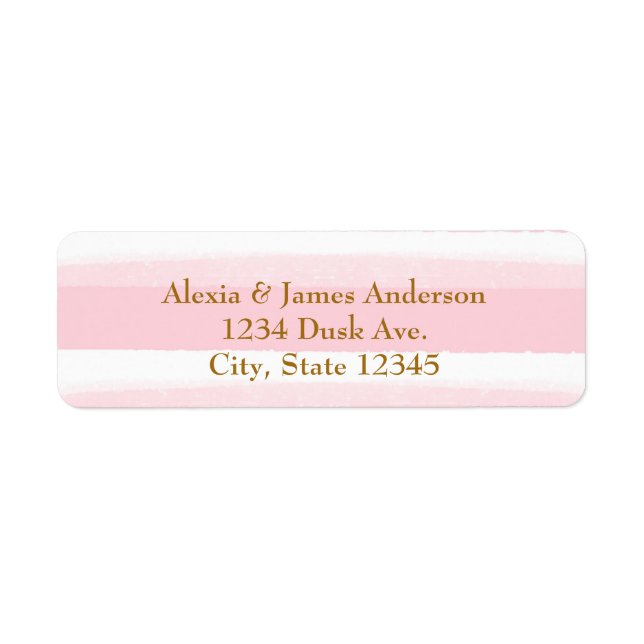 Pink & White Watercolor Stripes Address Labels (Front)