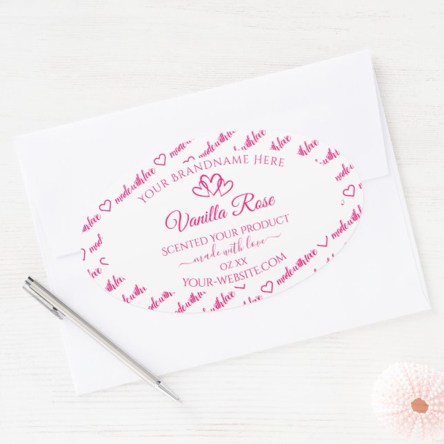 Pink White Word Cloud Frame Product Labels Hearts (Envelope)