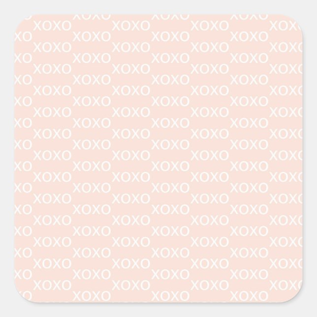 Pink & White xoxo Valentine's Party Square Sticker (Front)