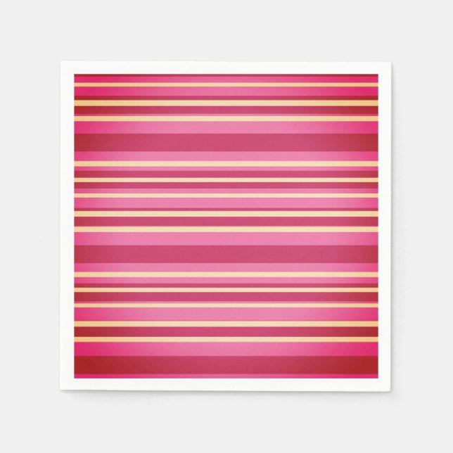 Pink White  Yellow Stripes Paper Napkins (Front)