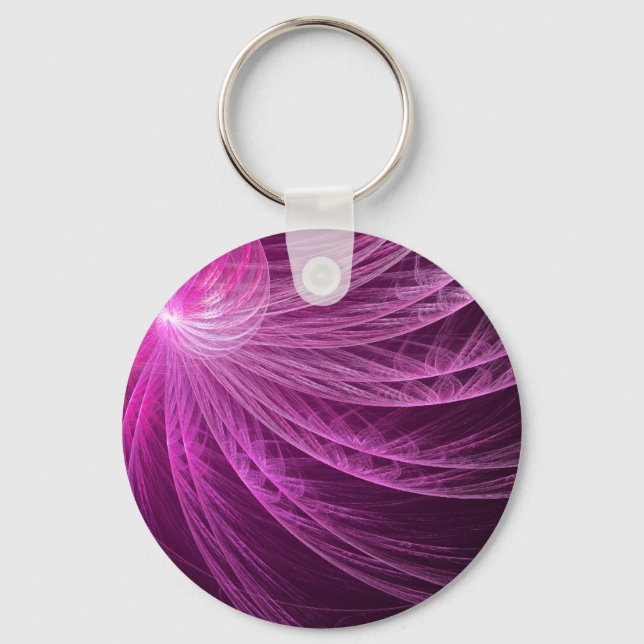 Pink Whorl Abstract Fractal Key Ring (Front)