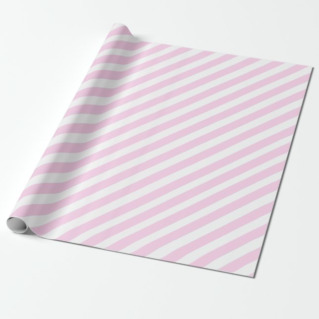 Pink Wide Stripe Holiday Wrapping Paper (Unrolled)