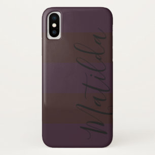 Pink Wide Stripe Personalised Name iPhone X Case