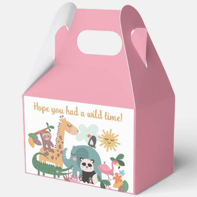 Pink Wild Animal Birthday Favour Box (Front)