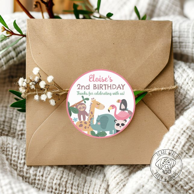 Pink Wild Animal Classic Round Sticker (Creator Uploaded)