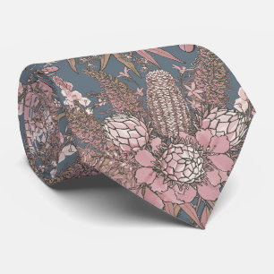 Pink Wild Bush Flower Bouquet Neck Tie