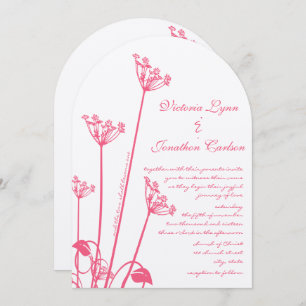 Pink Wild Flower Swirl Wedding Invitation