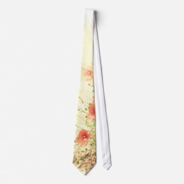 Pink Wild Flowers in Field Men's Tie (Front)