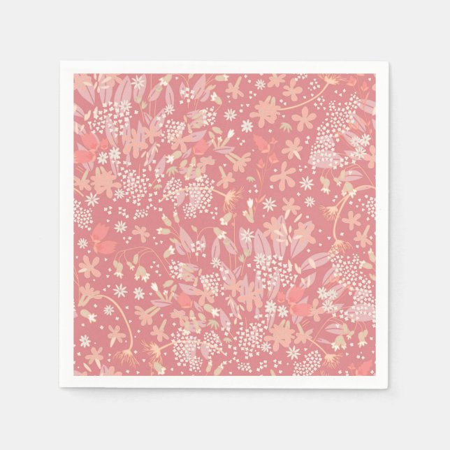 Pink wild flowers napkin (Front)