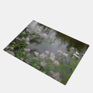 Pink Wild Flowers Near Water Nature Doormat