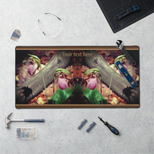 Pink Wild Lady Slipper Orchid Flower Personalised  Desk Mat