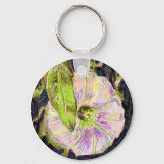Pink Wild Morning Glory floral art Key Ring