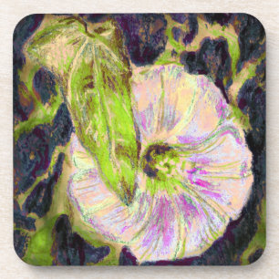 Pink Wild Morning Glory Flower Art Coaster