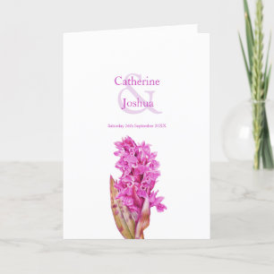 Pink wild orchid flowers watercolor art wedding programme