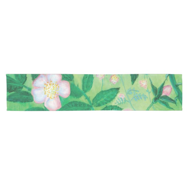 Pink Wild Rose Blooming   Short Table Runner (Horizontal)