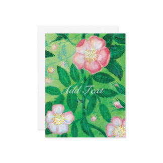 Pink Wild Rose blossom secret garden RSVP Card