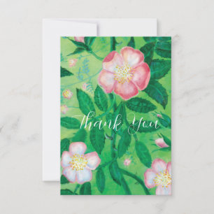 Pink Wild Rose blossom secret garden  Thank You Card