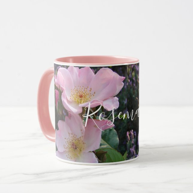 Pink Wild Rose Flower floral Photo Blush Pink Mug (Front Left)