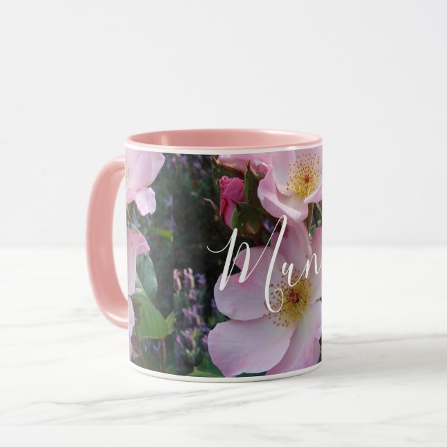 Pink Wild Rose Flower floral Photo Mom Mothers Day Mug (Front Left)