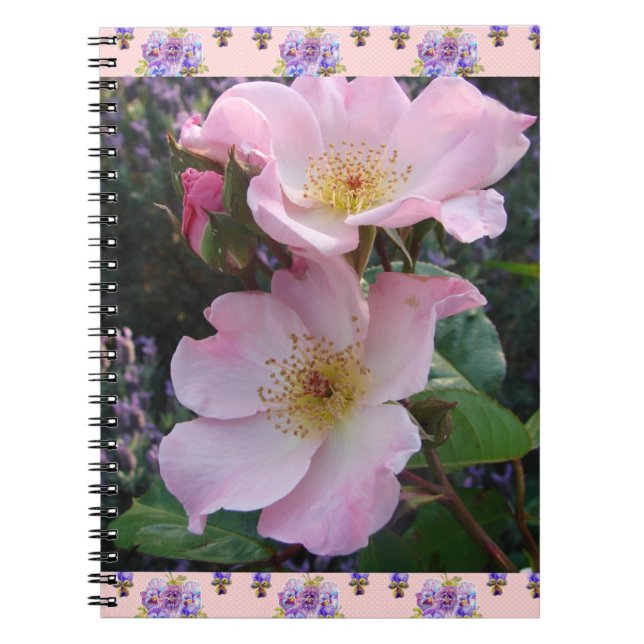 Pink Wild Rose Flower floral Photo Mom Mothers Day Notebook (Front)