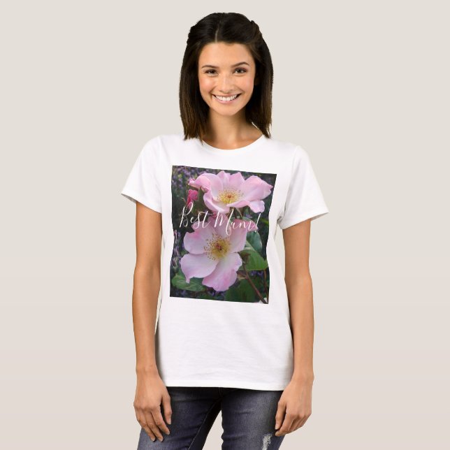 Pink Wild Rose Flower floral Photo Mom Mothers Day T-Shirt (Front Full)