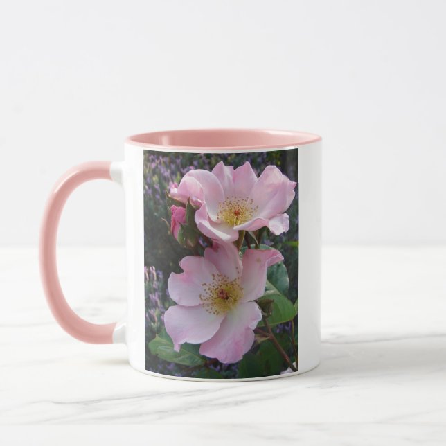Pink Wild Rose Flower floral Photo Mug (Left)