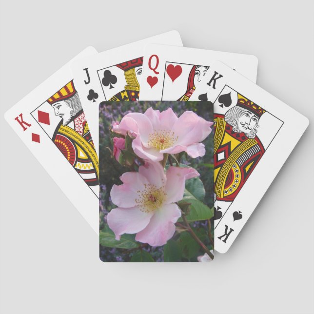 Pink Wild Rose Flower floral Photo Mum Mothers Day Playing Cards (Back)