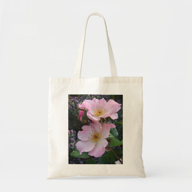 Pink Wild Rose Flower floral Photo Tote Bag (Front)
