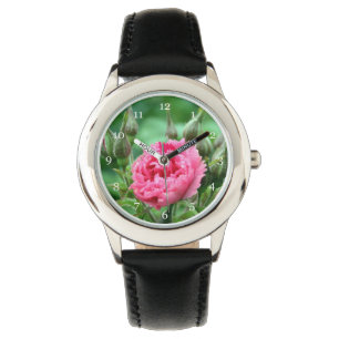 pink wild rose flower floral watch