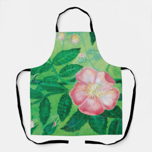 Pink Wild Rose Flowers Secret Garden Apron