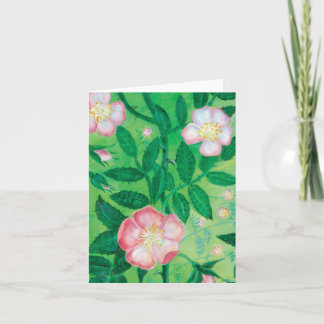Pink Wild Rose Flowers Secret Garden Card