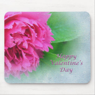 pink wild rose happy valentine's day mouse mat