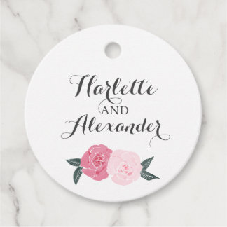 Pink Wild Roses Favour Tags