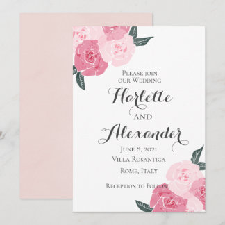 Pink Wild Roses Invitation