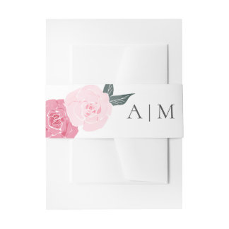 Pink Wild Roses Invitation Belly Band