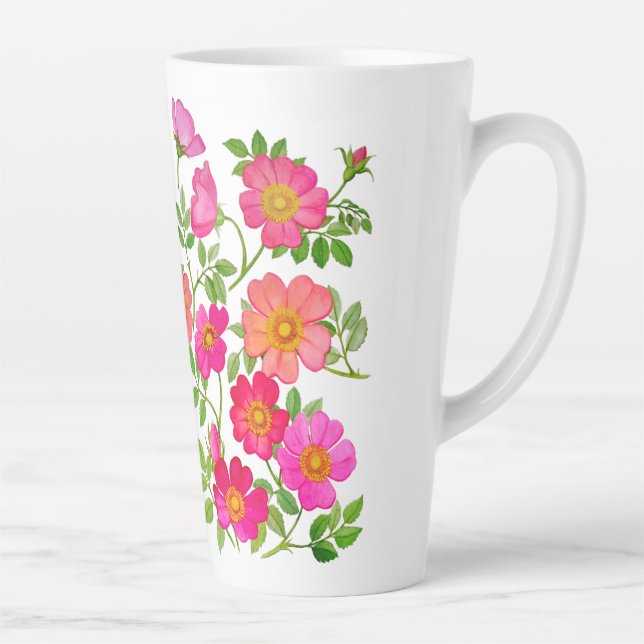 Pink Wild Roses  Latte Mug (Right)